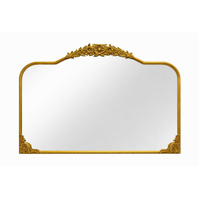 Vintage Baroque Mirror 48"X30", Victorian Antique Mirror with Gold Ornate Metal Frame for Fireplace Entryway Living Room Hallway Bathroom