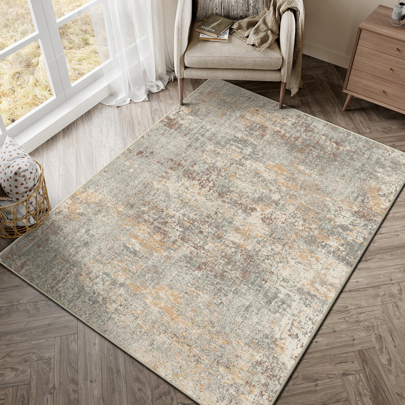 Sarah Modern Abstract Machine Washable Area Rug With Non-Slip Backing, Rectangle 5' x 7'