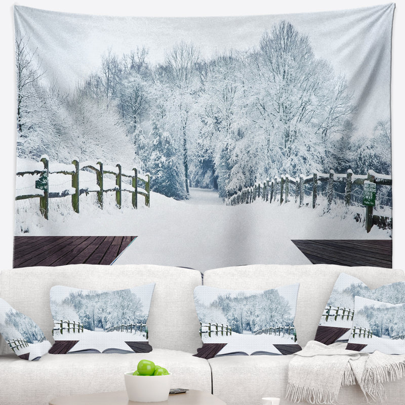 Paysage hiver pays des merveilles tapisserie, H 32 po x l 39 po