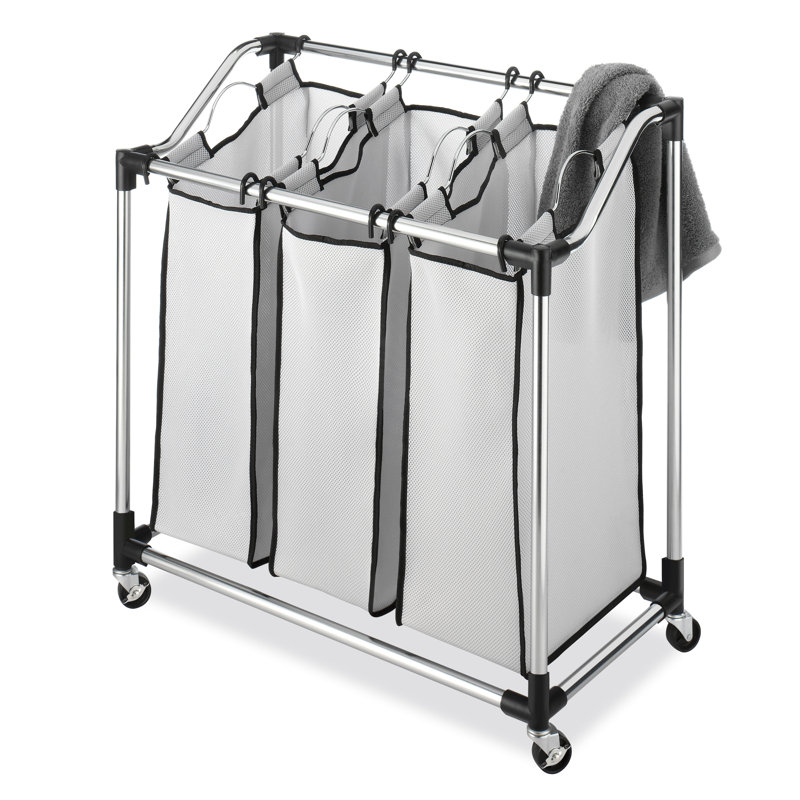 Whitmor Chrome Laundry Sorter with Foam Mesh Bags