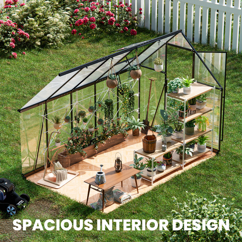 Polycarbonate Greenhouse, 6.4' H x 10' W x 6' D