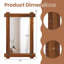 Miroir mural incassable avec cadre en bois d'acacia et design de rivet rétro-1398858005