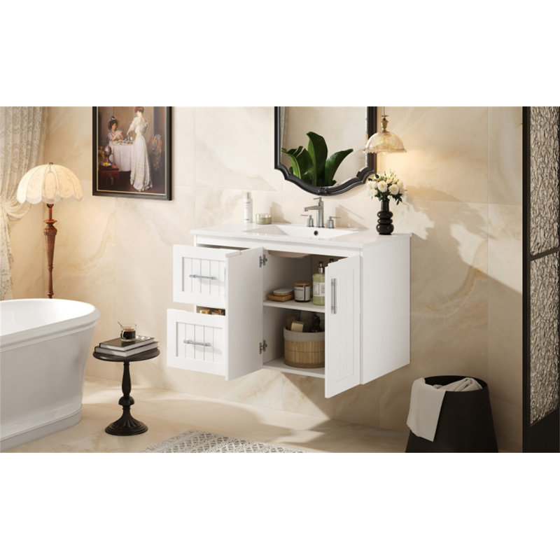 36'' Wall Mounted Bathroom Vanity, White
