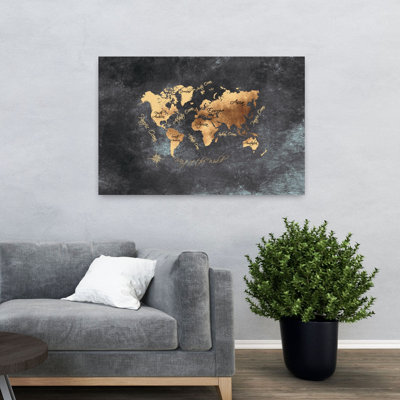 Art mural rétro carte du monde contemporaine