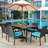 6 - Person Acacia Wicker Patio Dining Set with Rectangular Table , Cushions Included-743361992
