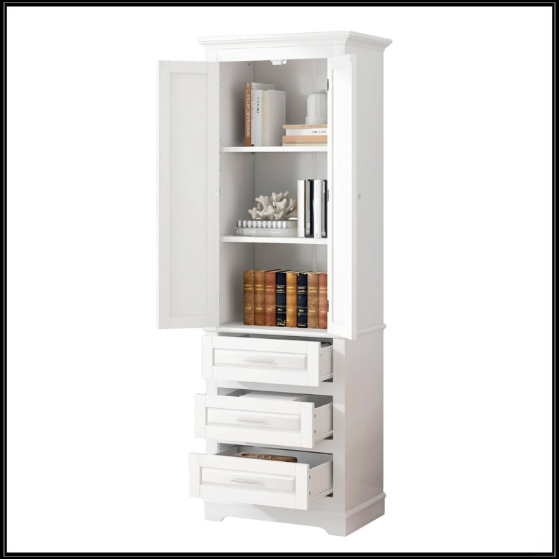 Tall Storage Cabinet With Three Drawers For Bathroom/Office