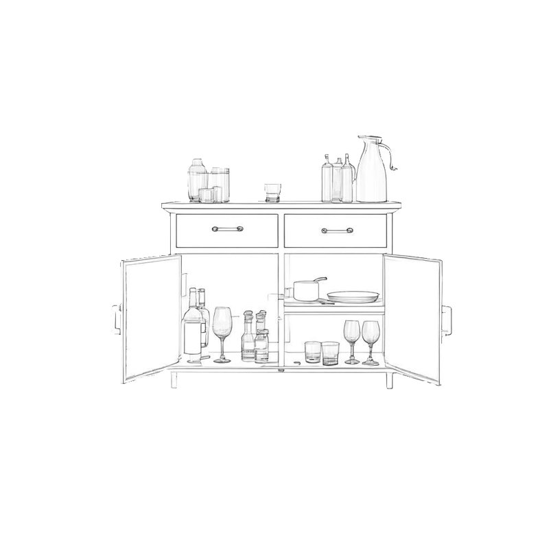 Buffet industriel, Noir / noyer