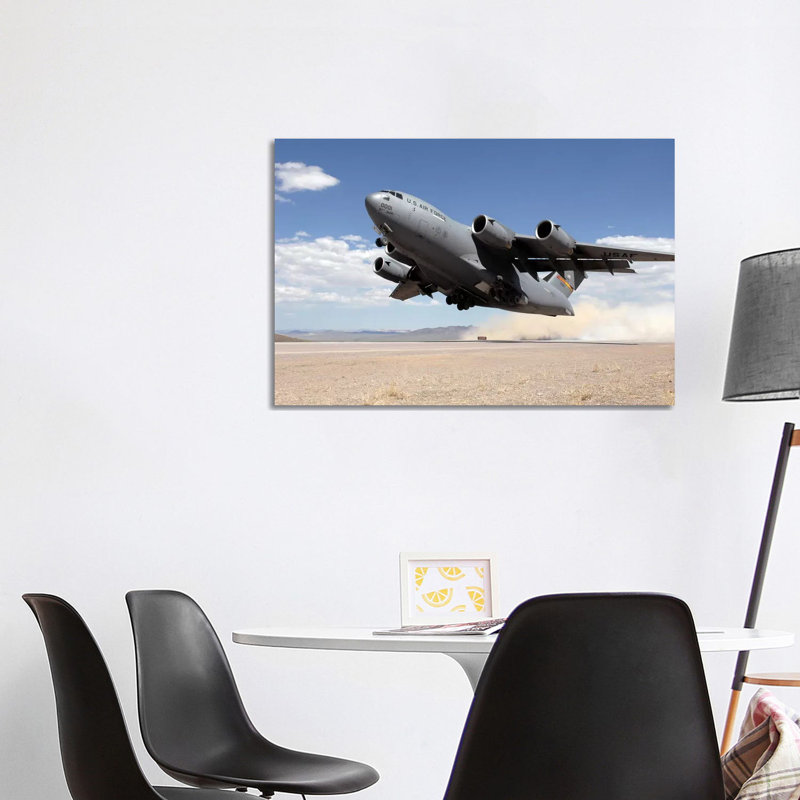 A C-17 Globemaster Departs From The Tonopah Runway by Stocktrek Images - Wrapped Canvas Gallery-Wrapped Canvas Giclée