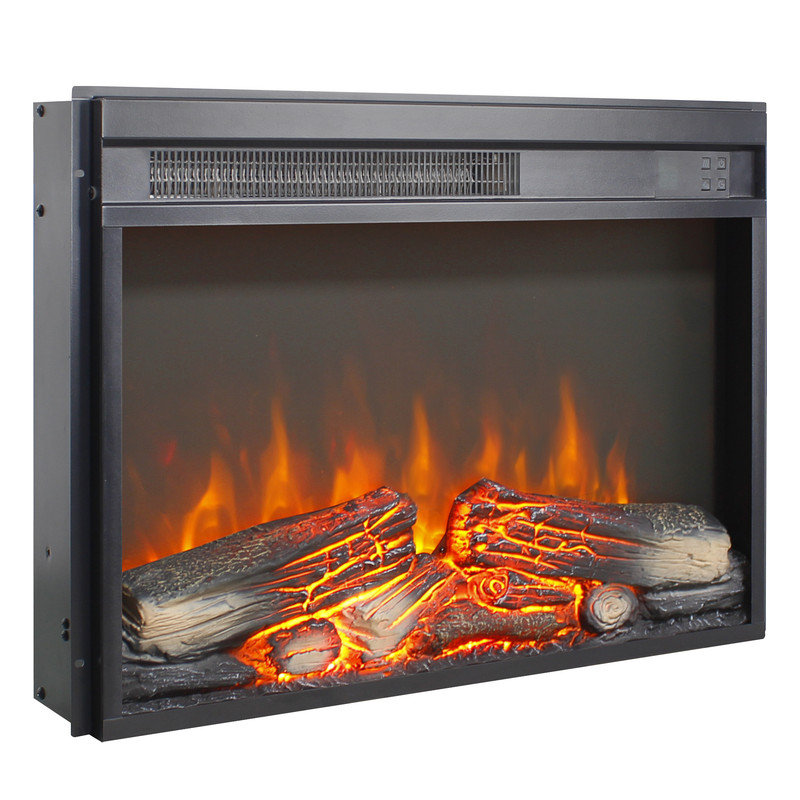  Foyer électrique 23 po, luminosité réglable à 4 flammes, foyer encastré avec télécommande, affichage numérique, minuterie 8H, protection contre la surchauffe, 1400W
