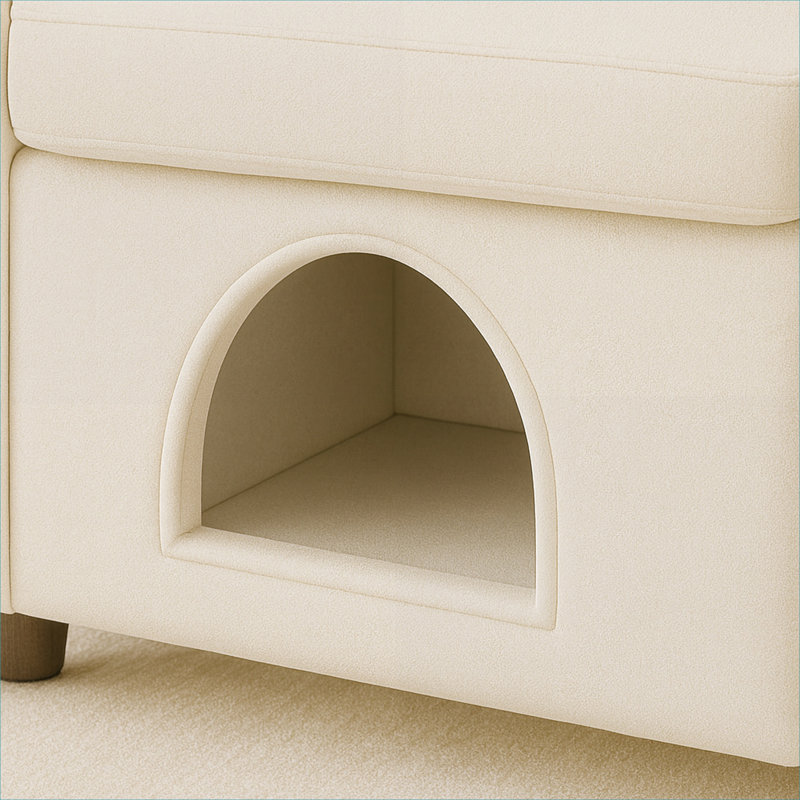 Fauteuil d'appoint en tissu à oreilles et à oreilles de lapin 2-en-1 beige et beige, Tissu beige