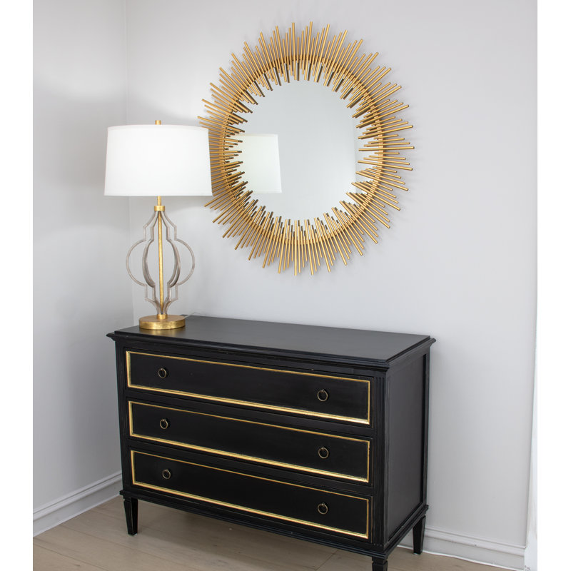 Pierre Sunburst Metal Mirror, Matte Black