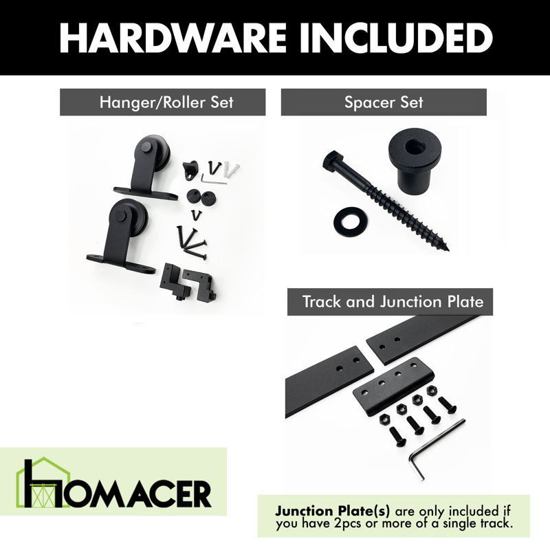 T-Shape Design Top Mount Black Rustic Standard Single Track One Door Barn Door Hardware Kit (Door Not Included), 72 in.