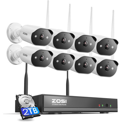 8CH 3MP WiFi Security Camera System with 2TB HDD, 8 Outdoor Spotlight Camera, 2-Way Audio
