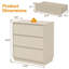 Grande commode à 3 tiroirs en bois beige, table de chevet large moderne avec système coulissant dissimulé, commode à usages multiples pour la chambre à coucher, le salon et le rangement du vestibule