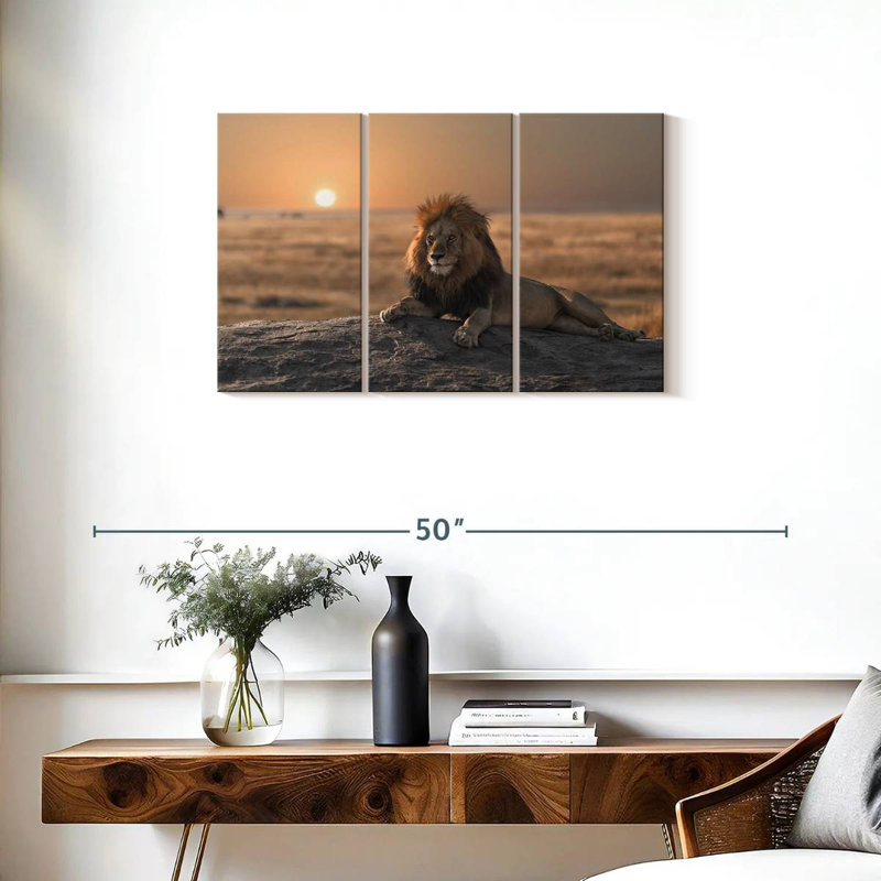 Lion On A Rock, 20" H x 33" W