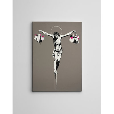 Superbe peinture décorative sur toile Banksy, 19,7 po x 27,6 po | 50% coton / 50% polyester, impression numérique de haute qualité sur toile | Cadre en bois élégant (0,8 x 1,2 pouces) | Parfait pour les amateurs de décoration intérieure et d'art