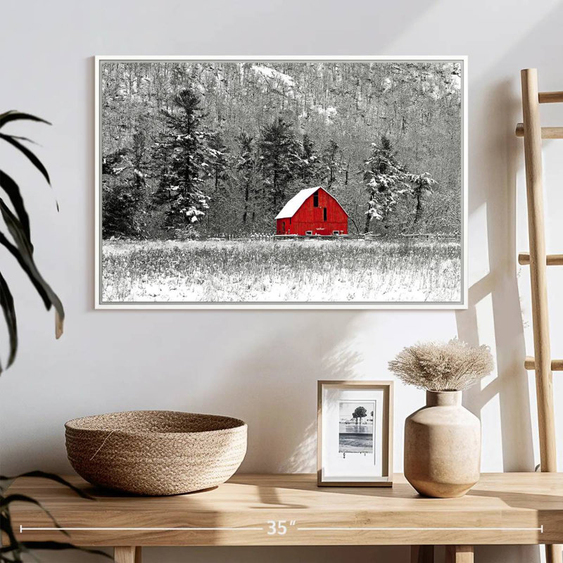 Grange d'hiver de Montréal, Cadre flottant blanc, 25 po x 17 po