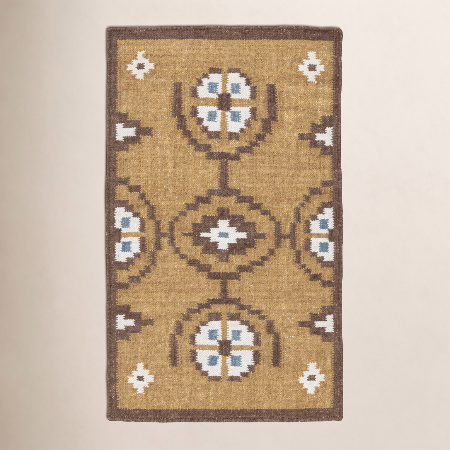 Heidi Flatweave Geometric Wool Rug, Yellow, 2'x3'