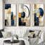 Ensemble d'art mural géométrique bleu marine, ensemble moderne 3 pièces - Simplicité organique, géométrie minimale bleu marine III-303384052-303384051