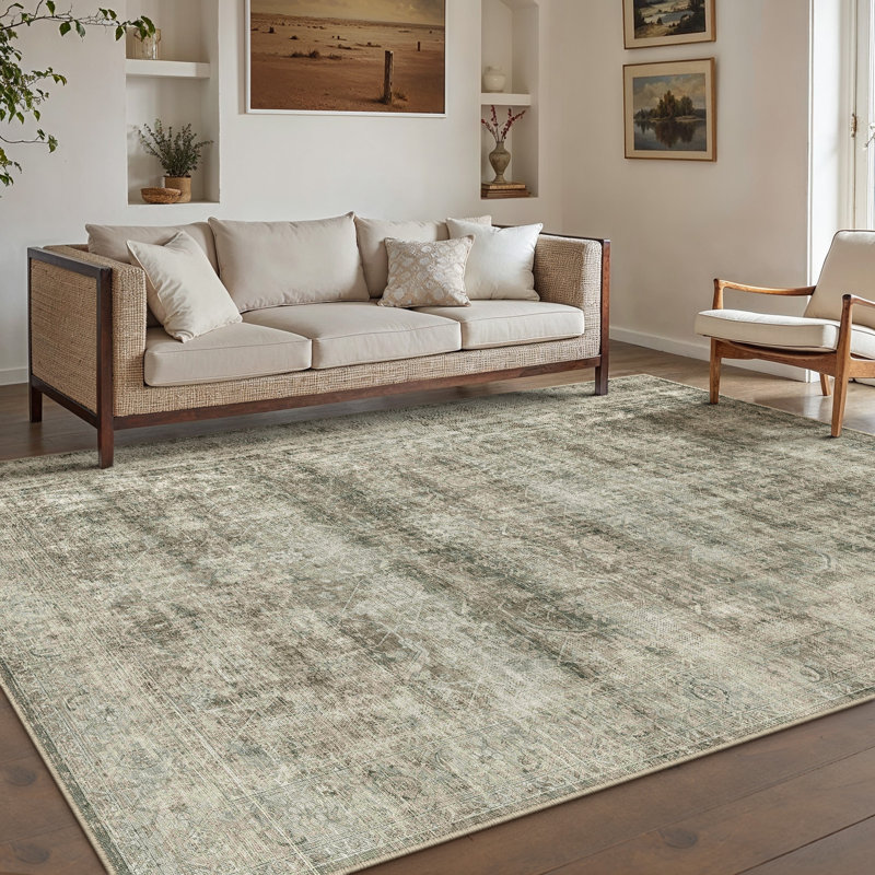 Tapis lavable rétro avec envers antidérapant Elias, Rectangle 9 pi x 12 pi
