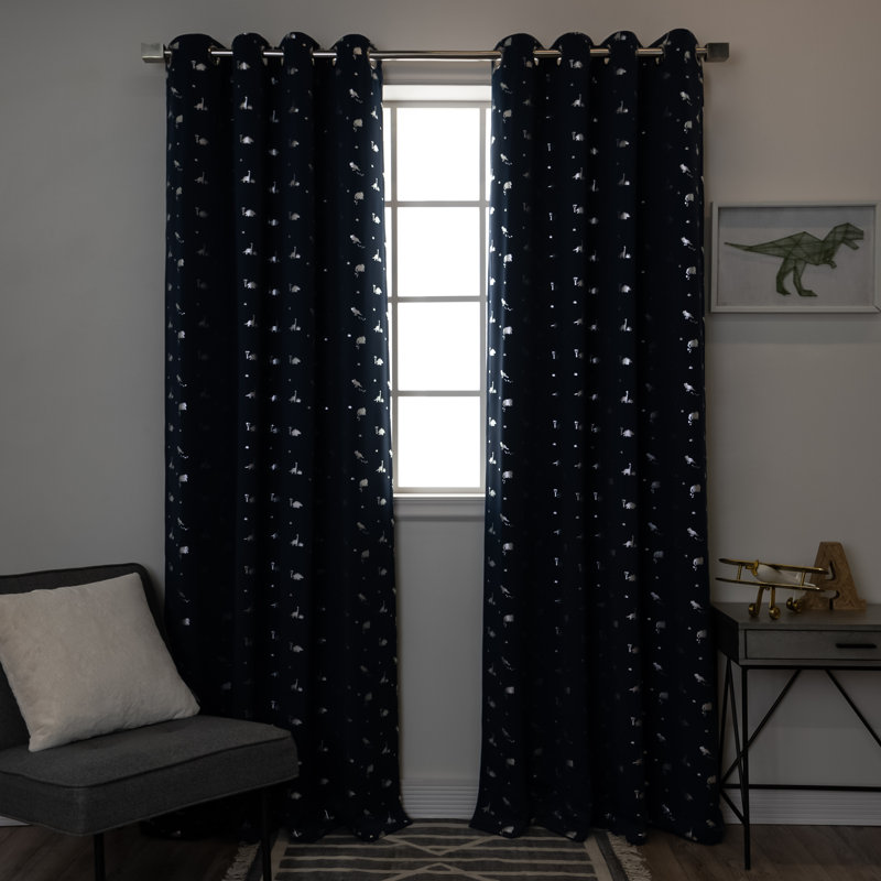 Rideau occultant en polyester Hula, Bleu marine, L 52 po x L 84 po
