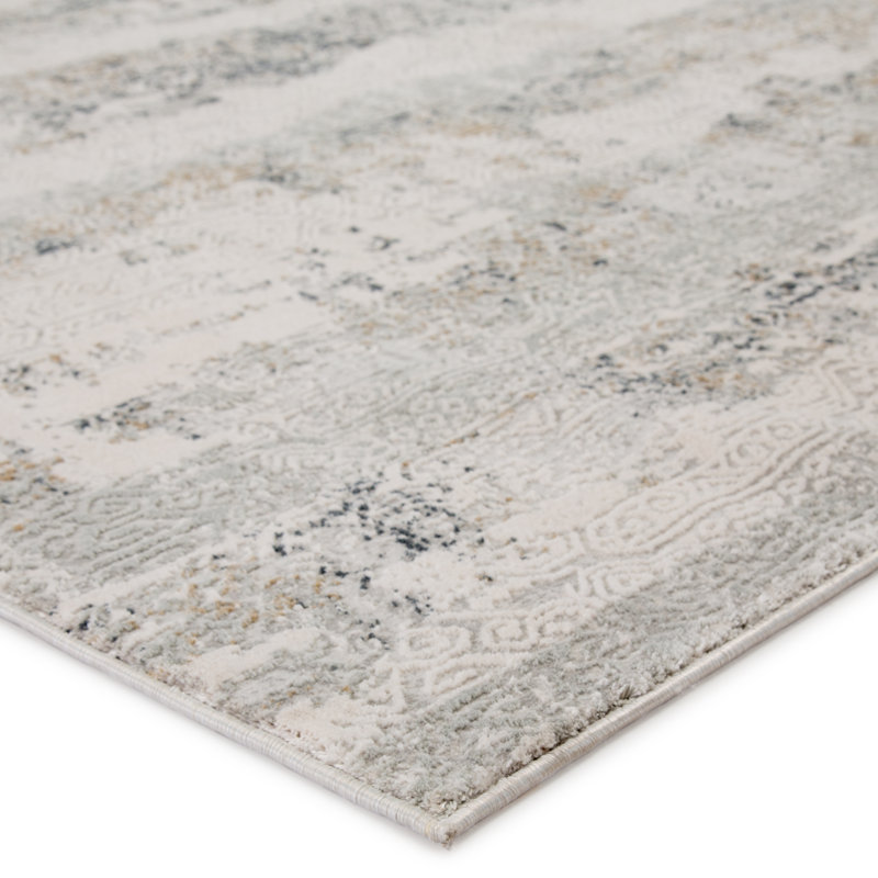 Tapis gris / ivoire Barnsdall, Tapis de couloir 2 pi 6 po x 8 pi