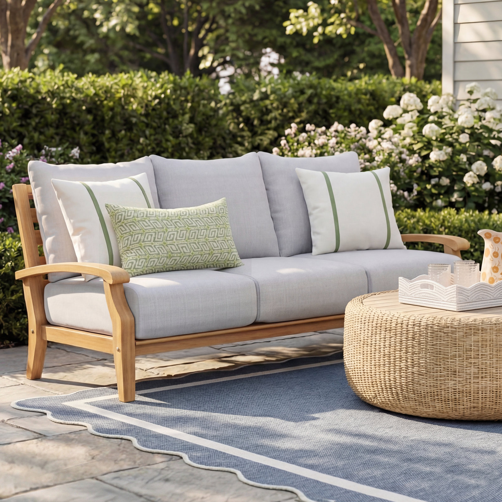 Summerton 78" Teak Patio Sofa, Beige