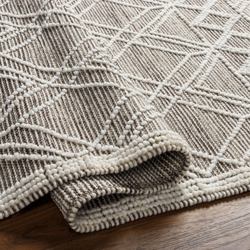 Anes géométrique tissé à plat recyclé P.E.T. Tapis intérieur / extérieur brun clair, Rectangle 2 pi 3 po x 3 pi 9 po