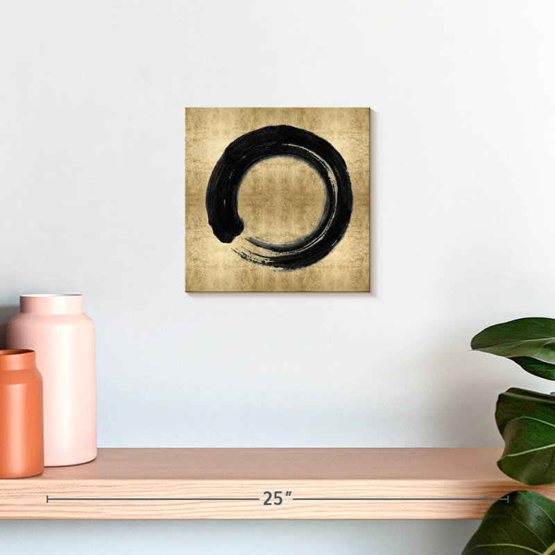 Avery, cercle zen noir sur fond doré I, H 10 po x l 10 po