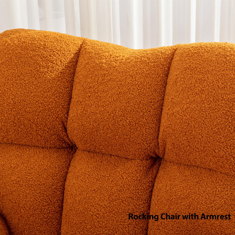 Chaise berçante capitonnée Kenlie, Caramel Teddy