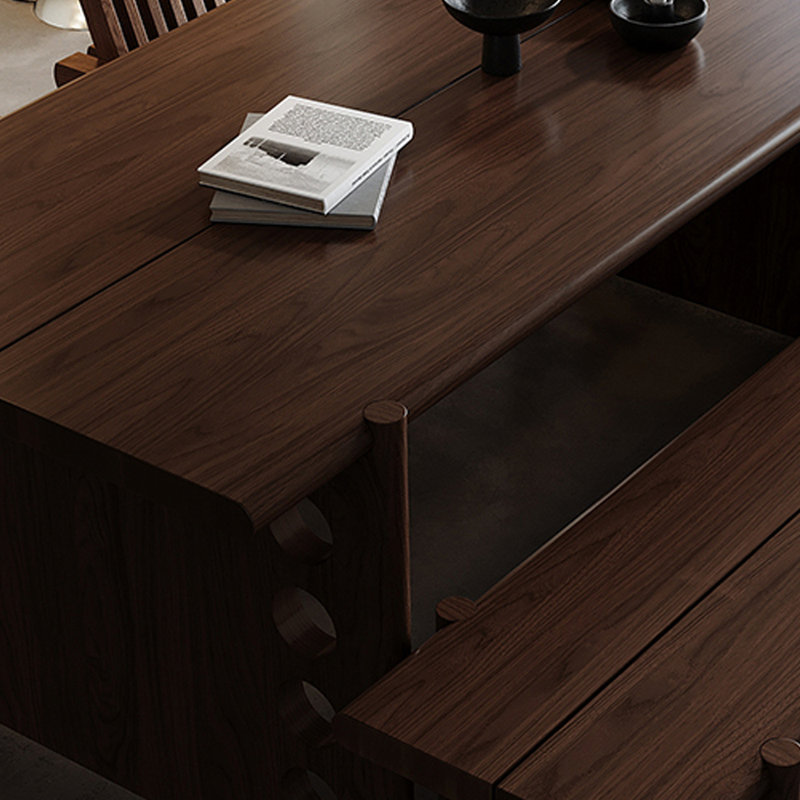 Bureau d'écriture en bois de frêne, H 29,52 po x l 55,11 po x P 27,55 po, Marron foncé