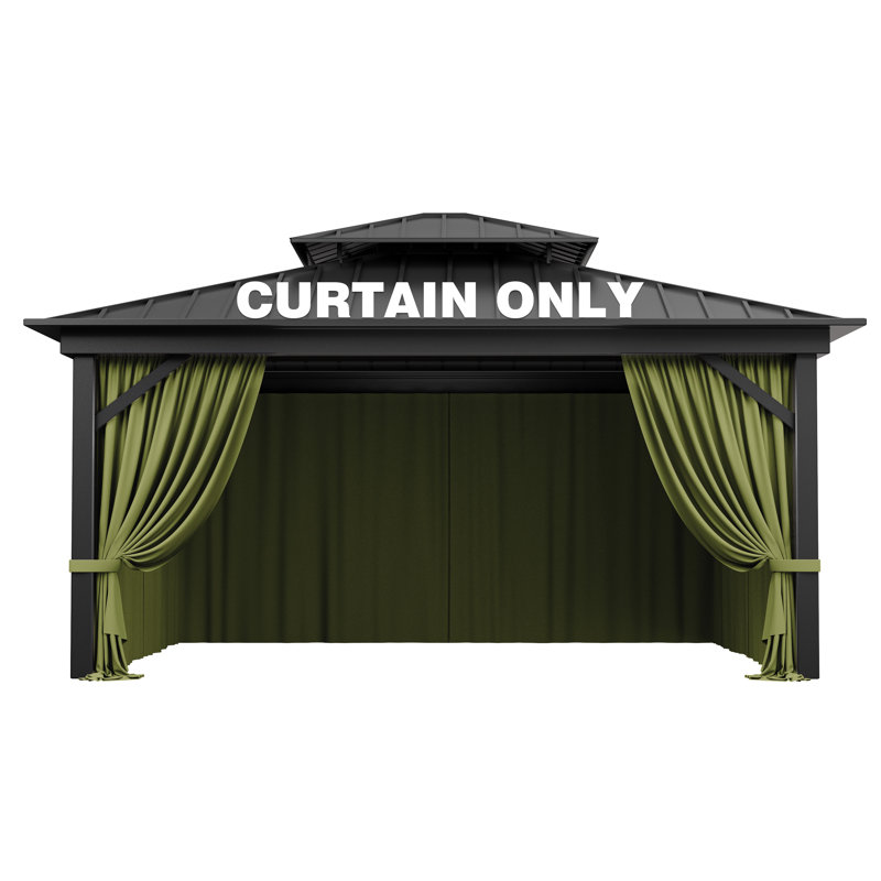 4-Panels Sidewall Curtains For Gazebo, Only Curtains, 78.74" H x 144" W x 144" D, Light Green