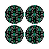 Gem Emeralds Skull Vegan Leather Round Pebble Placemat