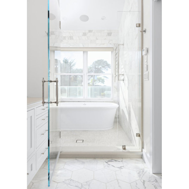 Tribeca 67.5'' L Freestanding Soaking Bathtub, Matte White, Satin Nickel