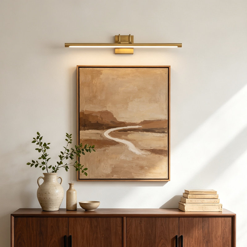 Applique murale moderne à DEL de 32 po pour salle de bain, en laiton, à intensité variable, câblée., Laiton, 20 W