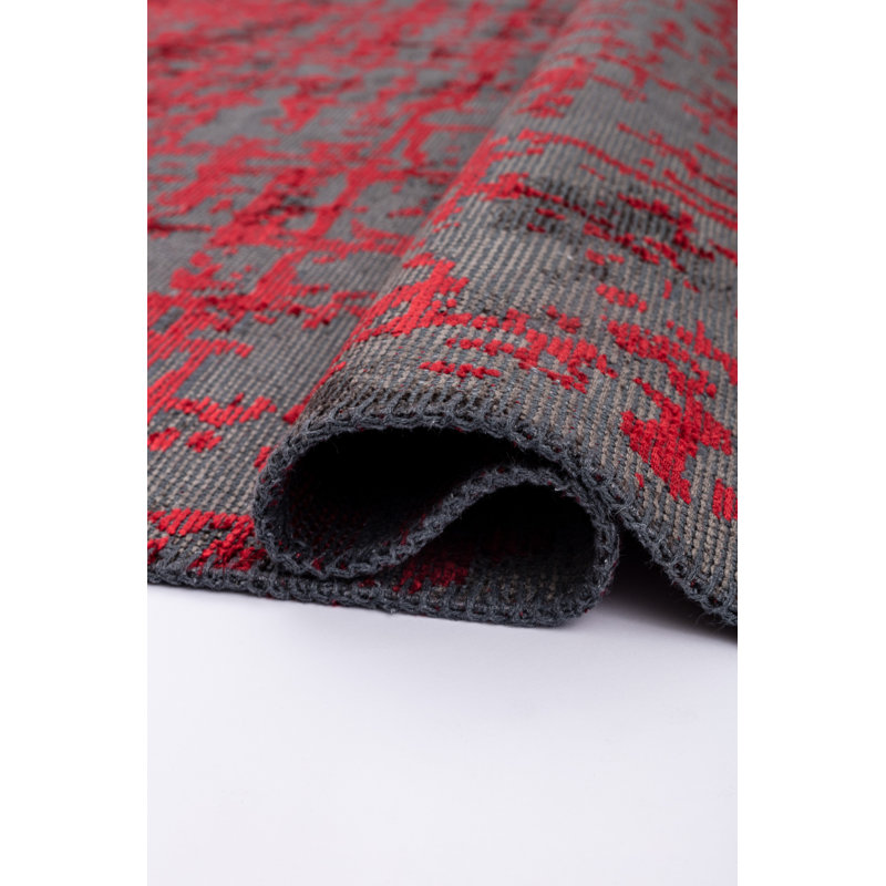 Rapture Gray/Red Abstract Luxury Area Rug, Rectangle 7'10" x 11'2"