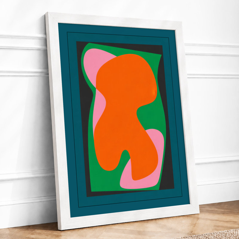 Flowing Forms Abstract - Framed Print, A2 - 59.4 x 42.0 cm, White