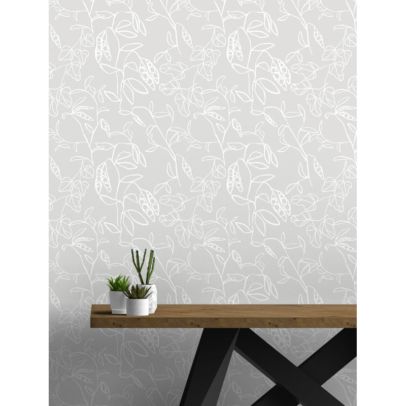 Floral Wallpaper by Susan Hable, Light Gray