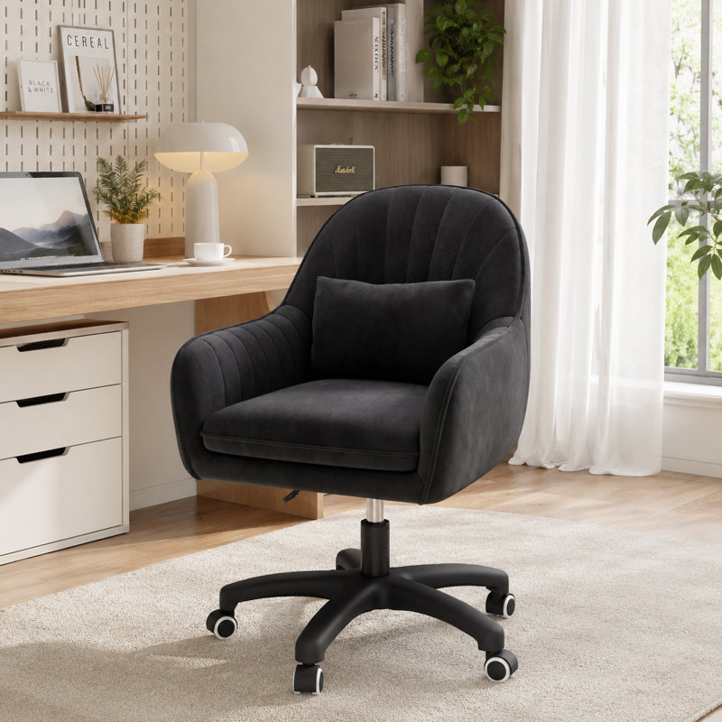 Adjustable Swivel Office Chair with Arms and Castors, Black