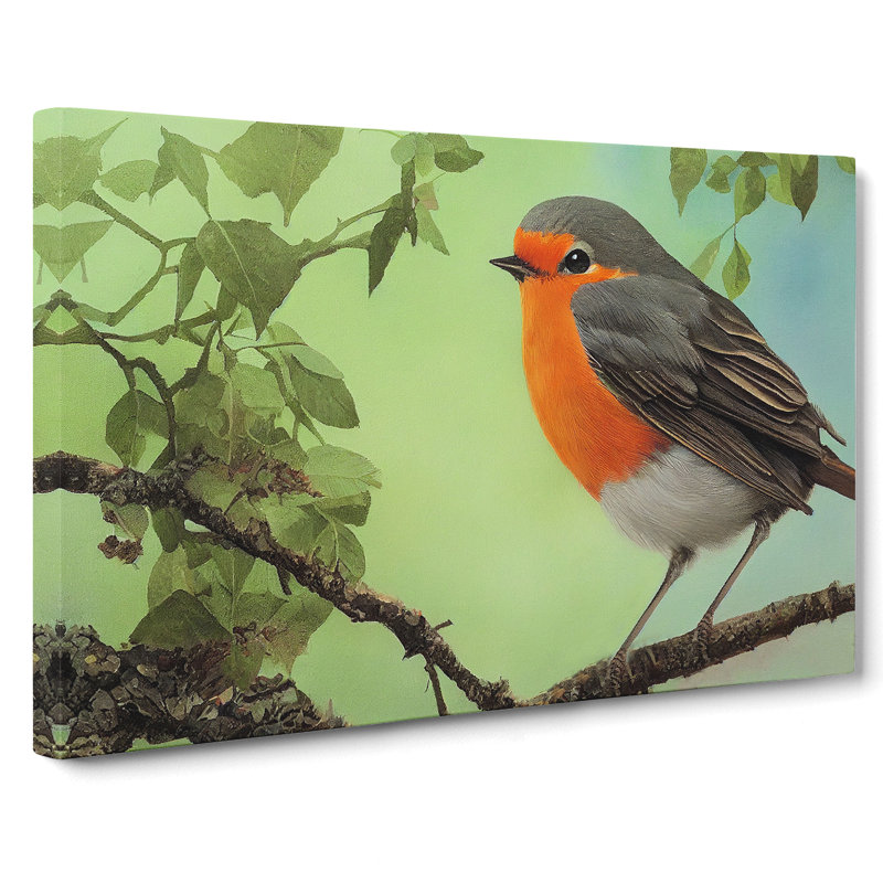 Magnetic Robin Bird - Wrapped Canvas, 40cm H x 60cm W x 3cm D