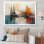 «Moonlight Saiboat Collage Horizon II», bateau à voile, art mural