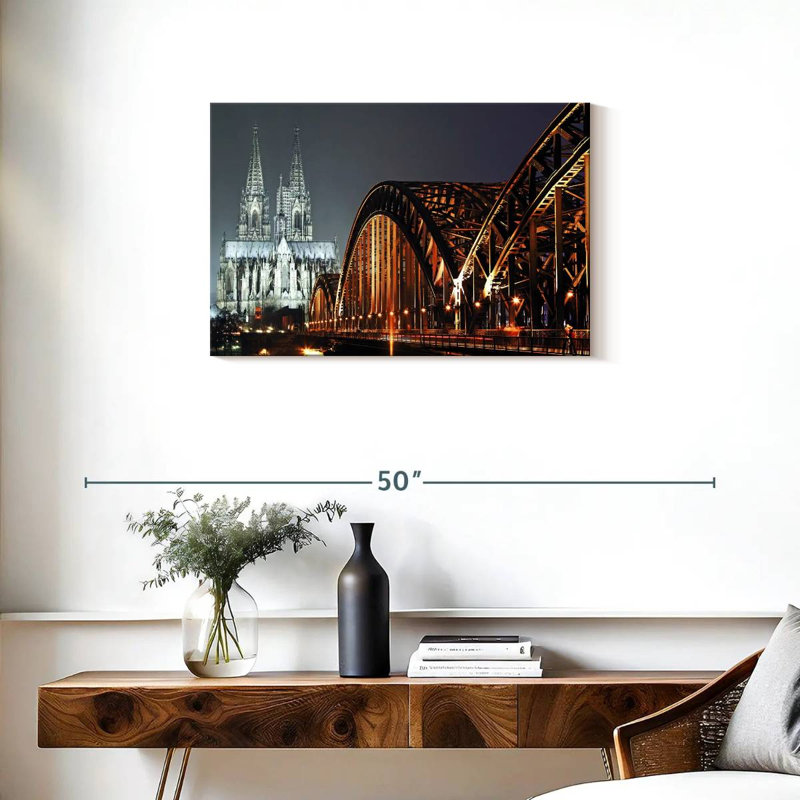 Pont vers la cathédrale de Cologne, H 20 po x l 30 po
