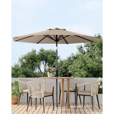 Outdoor Market Patio Umbrella with Crank Handle and Push Button Tilt, Table Umbrella with 8 Ribs Sunshade for Garden Pool Deck