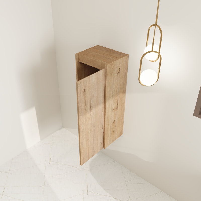Travus 12'' Single Wall Mounted Required Linen Cabinet，Floating Bathroom Side Storage with 1 Shelf, Imitative Oak