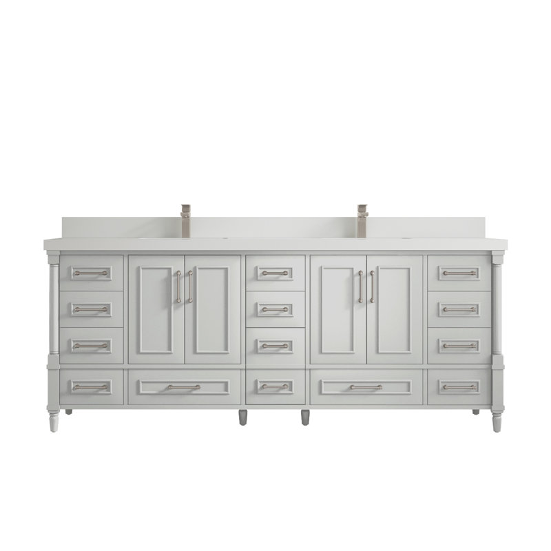 Ensemble de meuble-lavabo double 84 po Aberdeen, Blanc, Gris Coventry