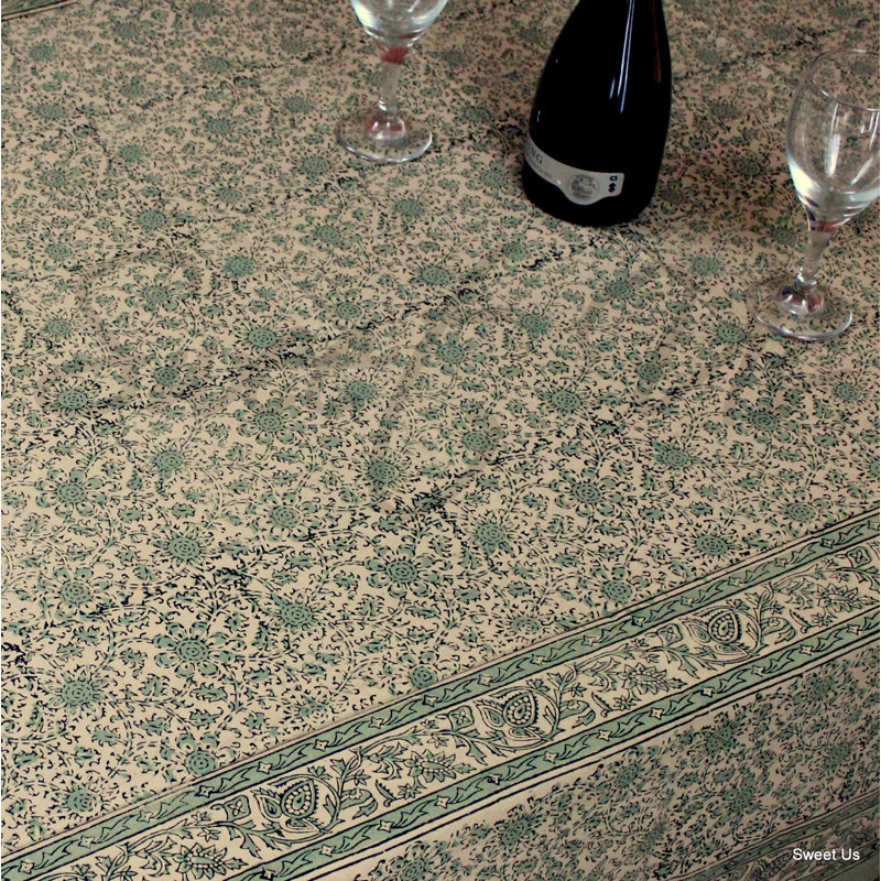 Nappe en coton à motif de blocs pour salle à manger, collection de linge de table floral en coton, L 60 po x l 60 po