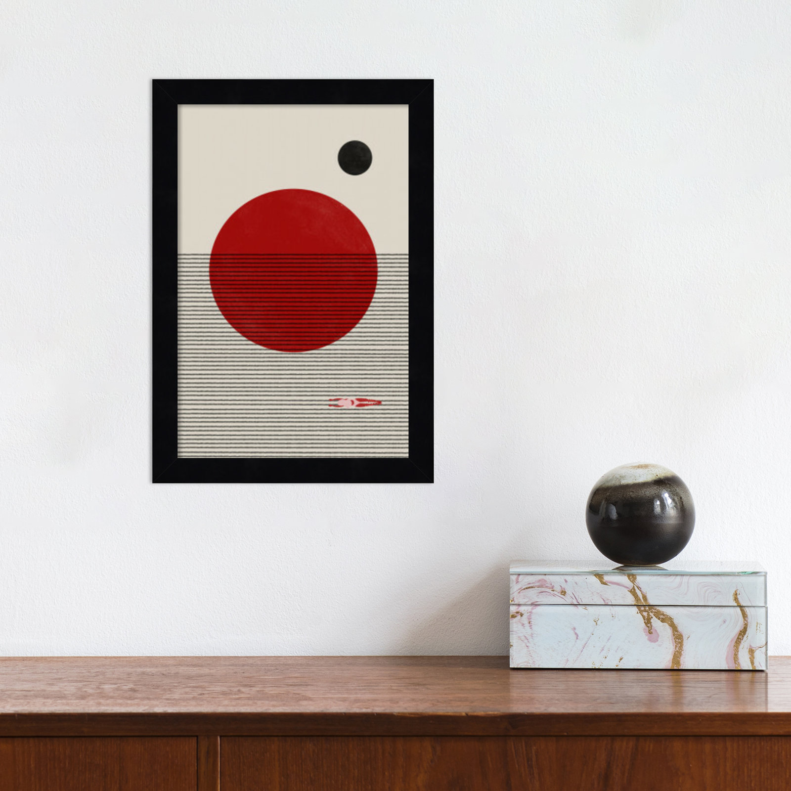 Swimming to You Print, Black, 13" H x 9" W x 1" D