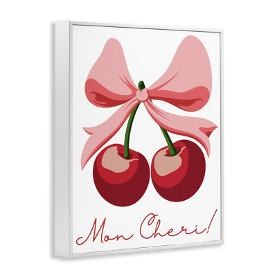 Mon Cheri Bow Cherries Framed Giclee, design by Marcus Prime