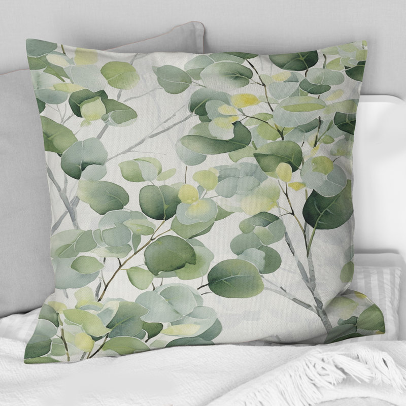 Coussin décoratif blanc blanc vert Minimalisme Eucalyptus Essence IV
