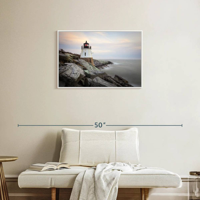 Phare de Coastal Castle Hill, Cadre flottant blanc, 31 po x 21 po